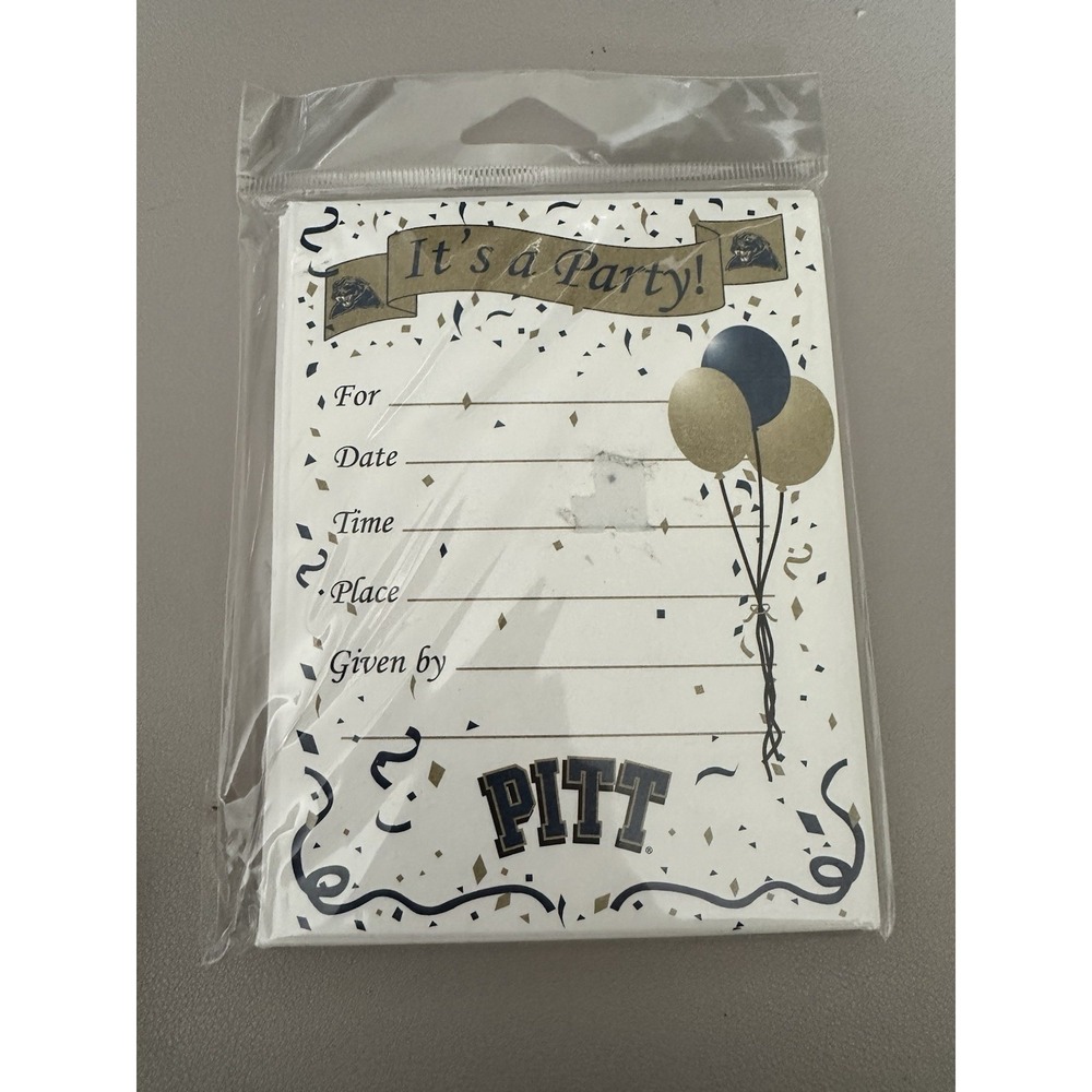 Pitt Panthers Party Invitations 8 Count Pack "It's a Party" NCAA
